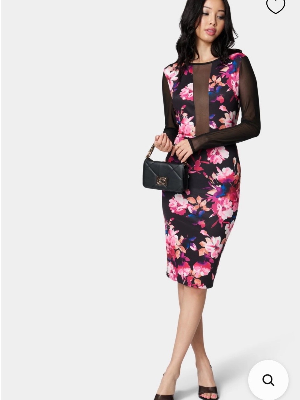 bebe Printed Mesh Inset Midi Dress. NWT - M